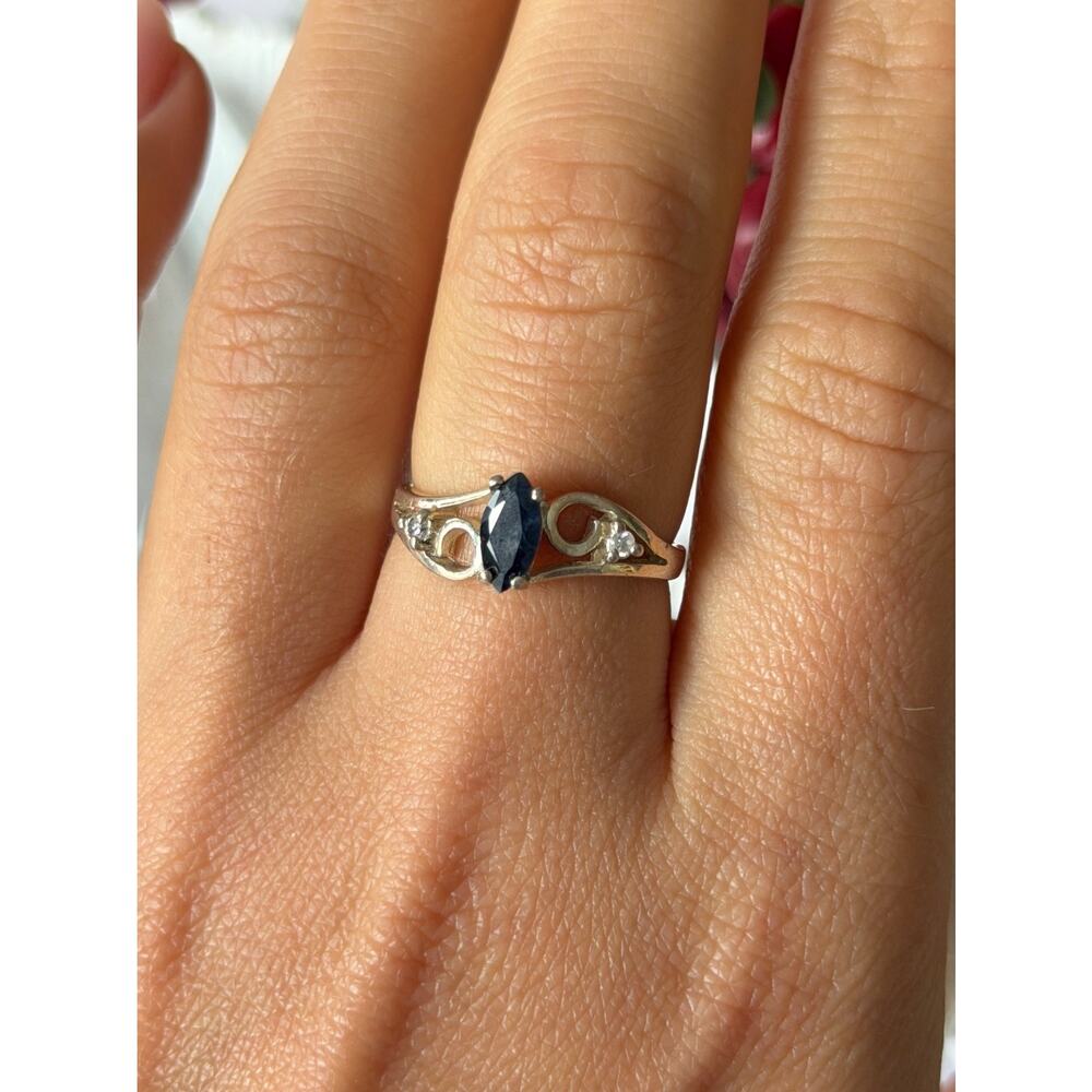 925 Sterling Silver Sapphire & Beryl Ring Size 8